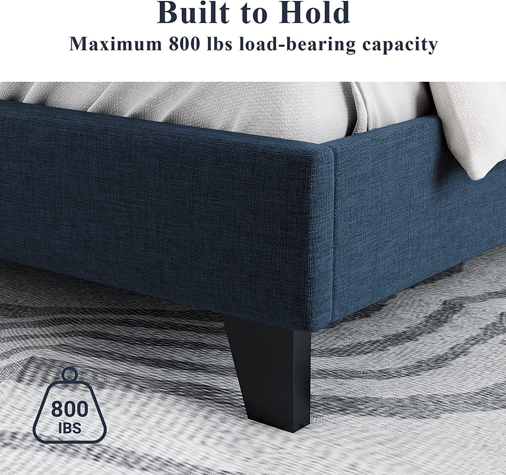Queen Size Wingback Fabric Upholstered Platform Bed Frame G360152