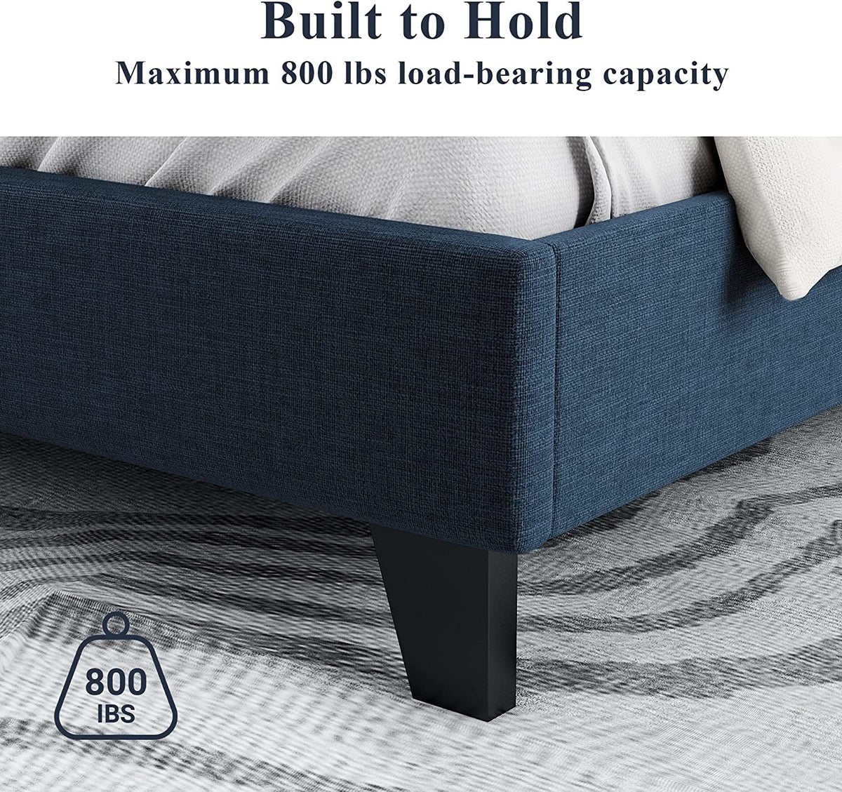 Queen Size Wingback Fabric Upholstered Platform Bed Frame G360152