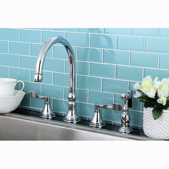 Oil Rubbed Bronze Double Handle Deck Mount Kitchen Faucet with Brass Sprayer O898530