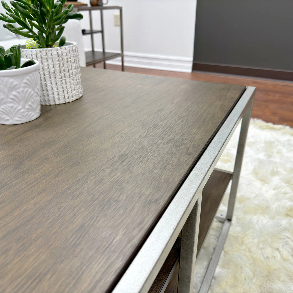 Wood Metal Coffee Table with Shelf A567631