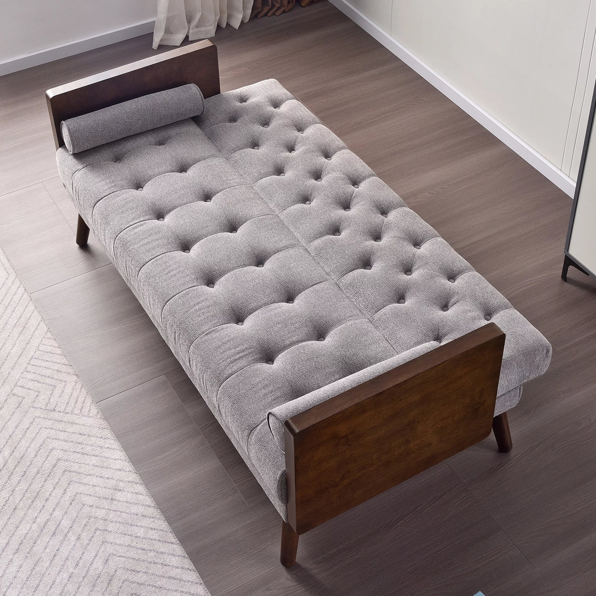70 inch Grey Chenille Convertible Futon Sofa Bed H855366
