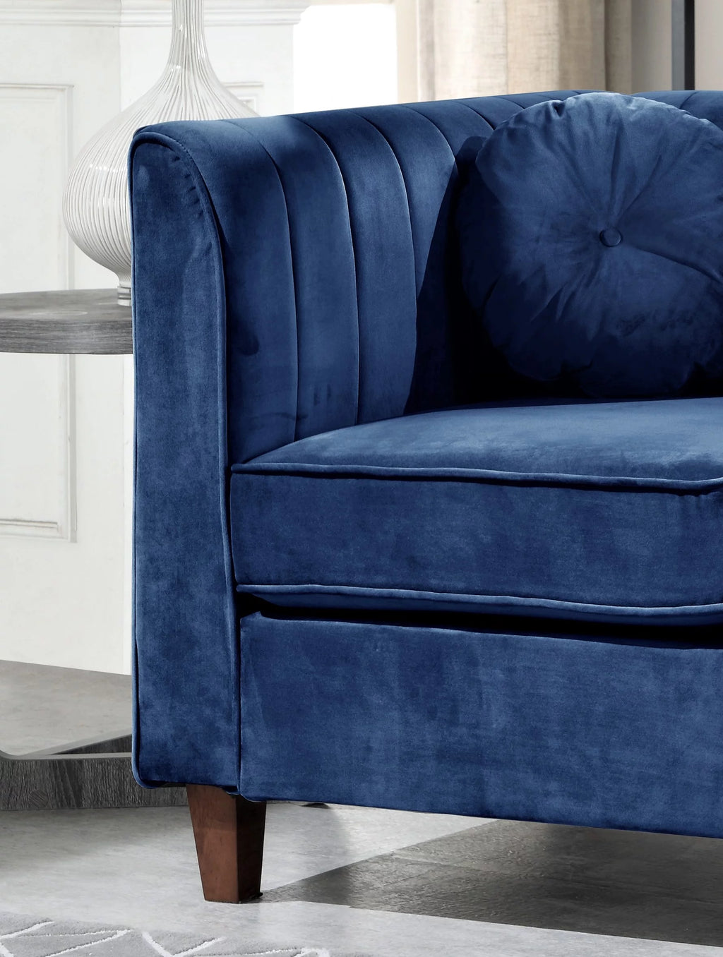 Blue Velvet Rolled Arm Loveseat F673