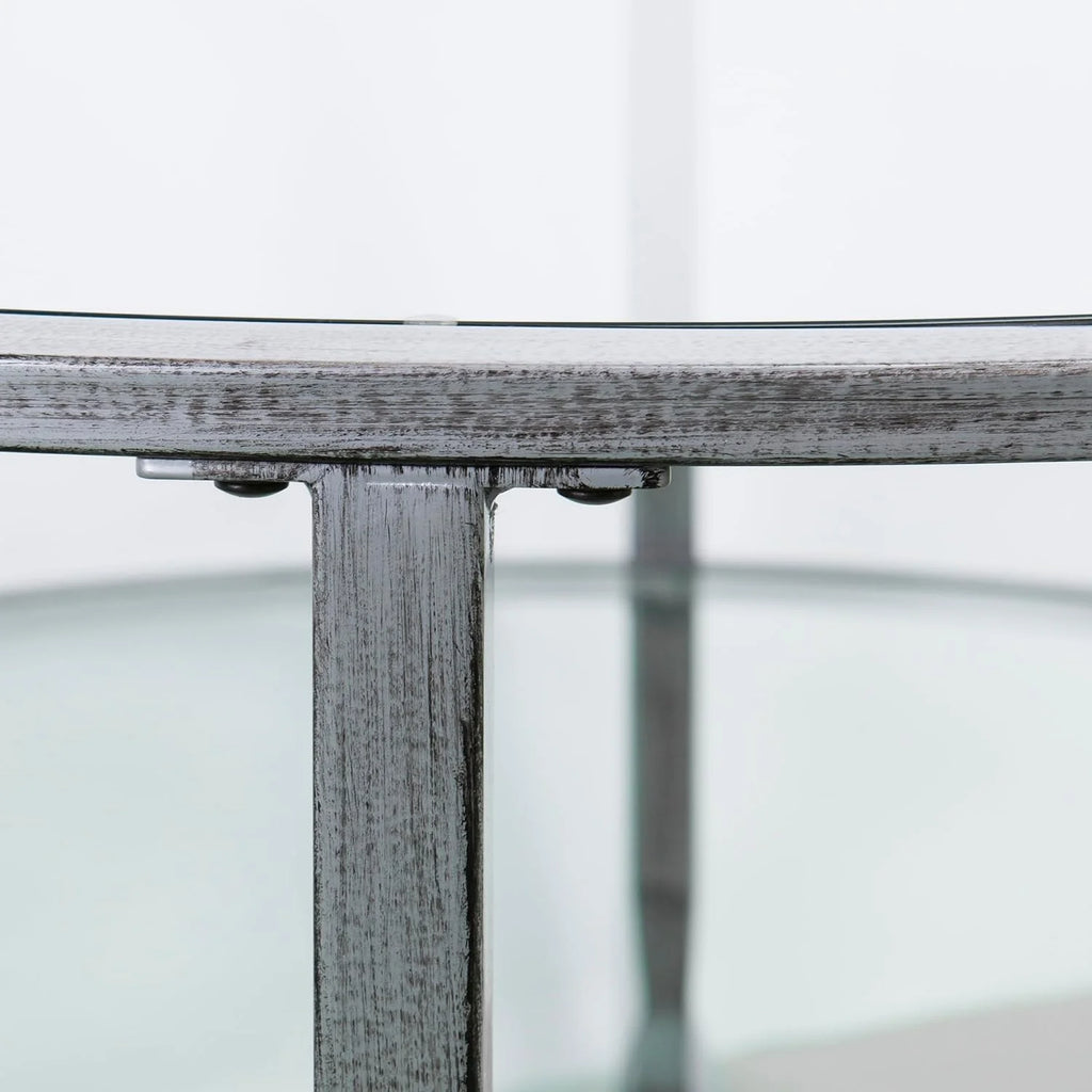 Round 2-Tier Metal Glass Coffee Table P591657