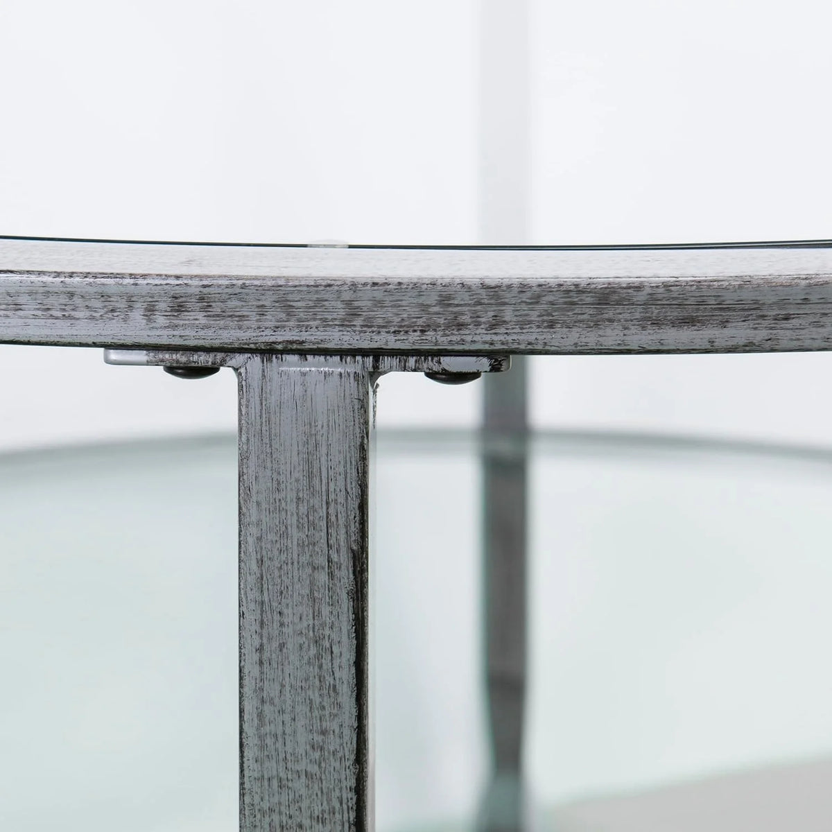 Round 2-Tier Metal Glass Coffee Table P591657