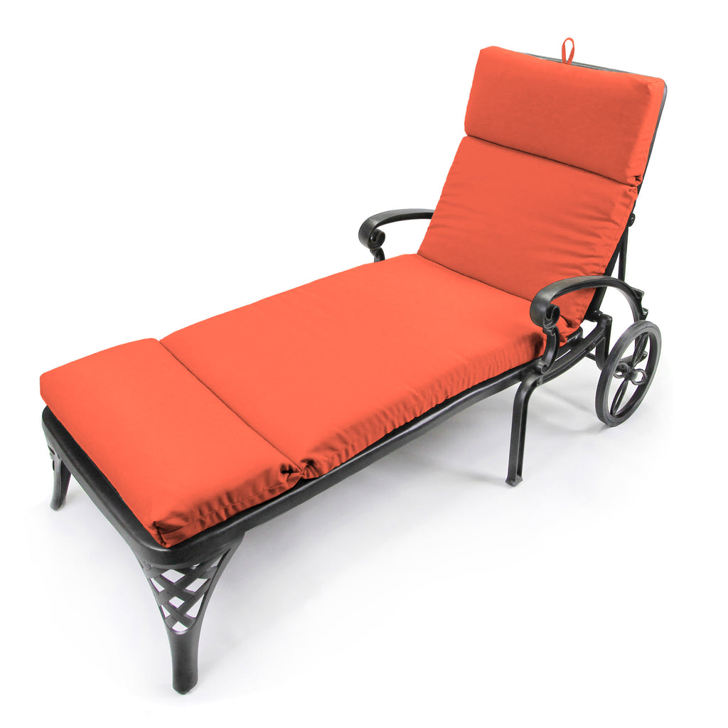 Melon Orange Solid Rectangular Outdoor Chaise Lounge Cushion with Ties and Hanger Loop M320