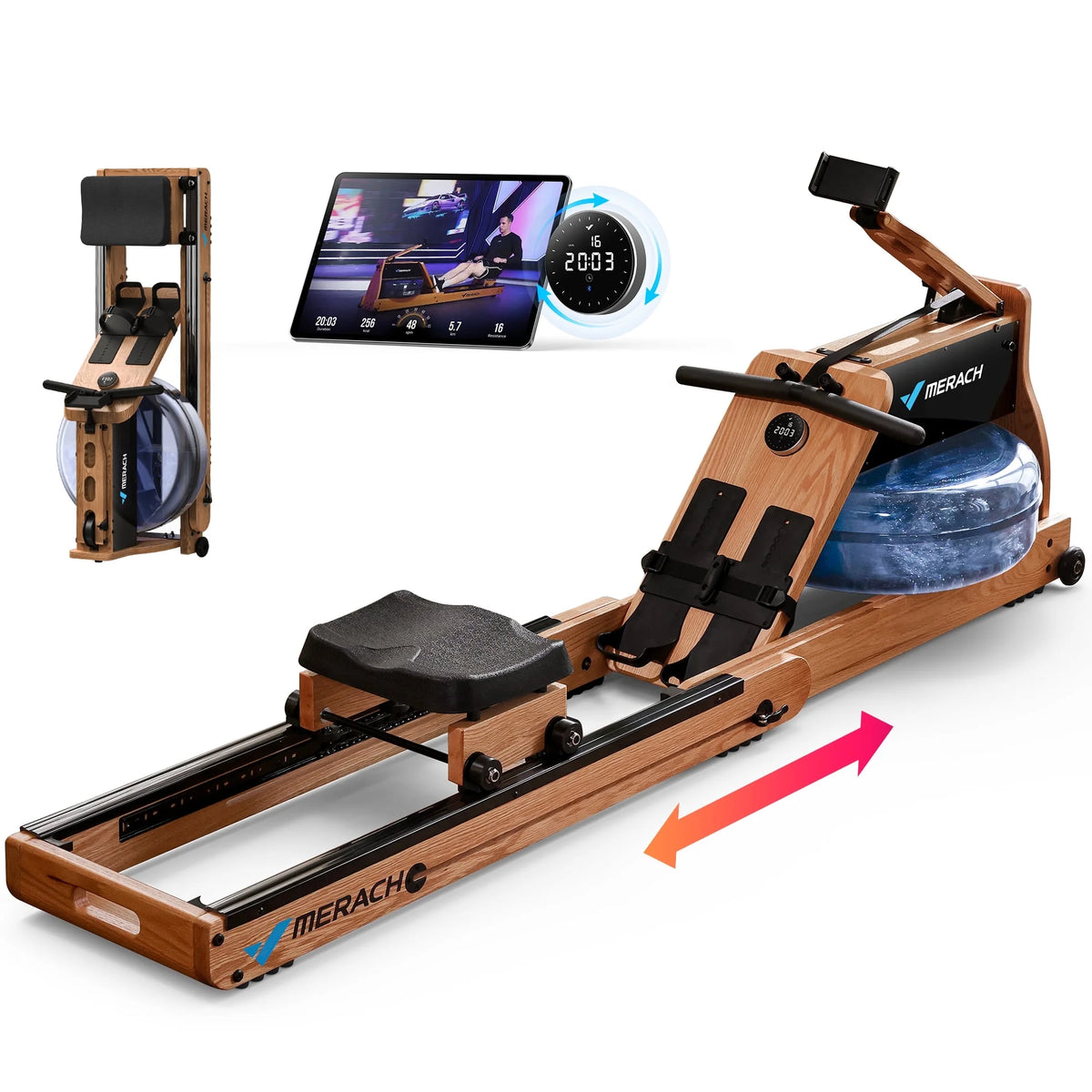 Foldable Solid Wood Rowing Machine C501