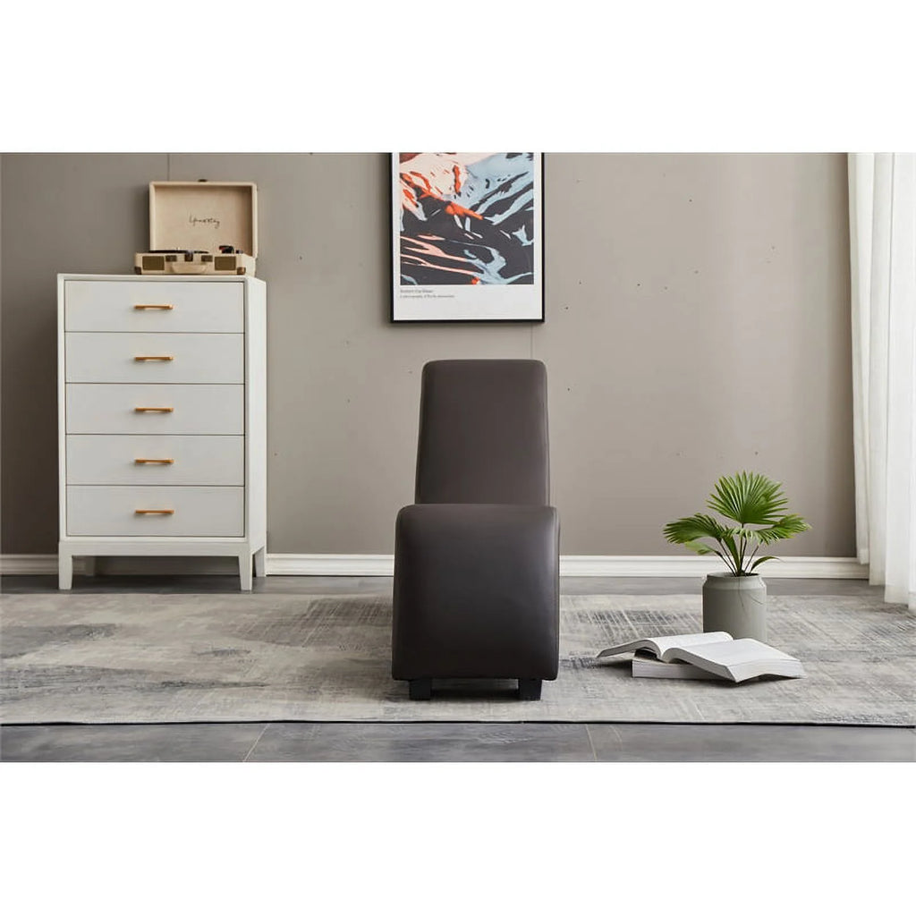 Brown Faux Leather Chaise X729087