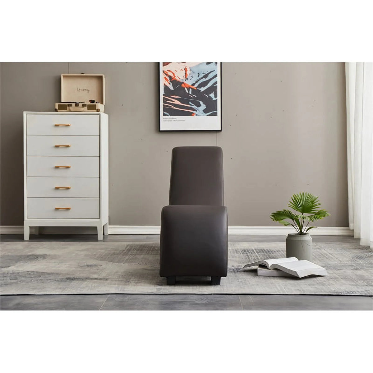 Brown Faux Leather Chaise X729087