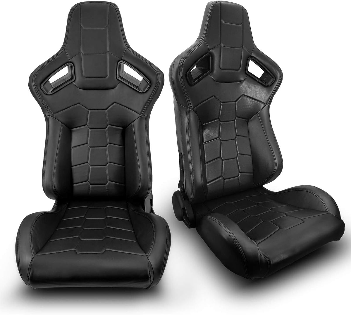 1 Pair Black PVC Racing Bucket Seats Q98992