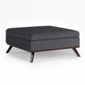 36" Square Storage Ottoman Slate Gray Linen Look Fabric E665