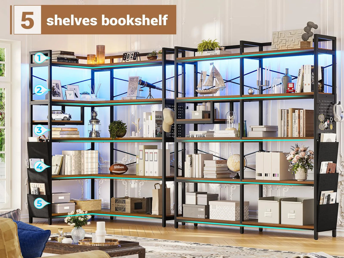 5-Tier Convertible Corner Bookshelf with Storage Y454450
