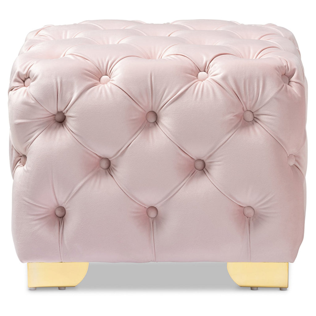 Royal Blue Velvet Ottoman G969633