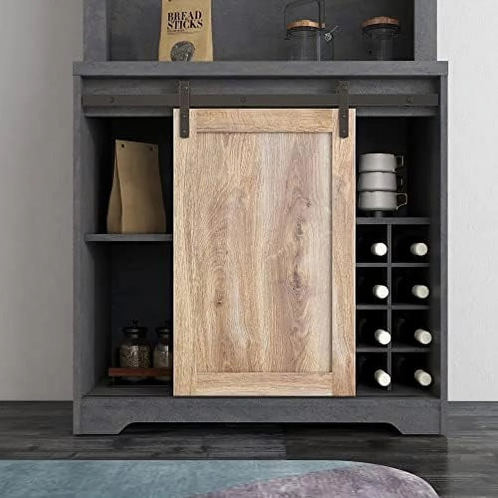 Farmhouse Kitchen Hutch Cabinet with Double Barn Door and Shelves G43499