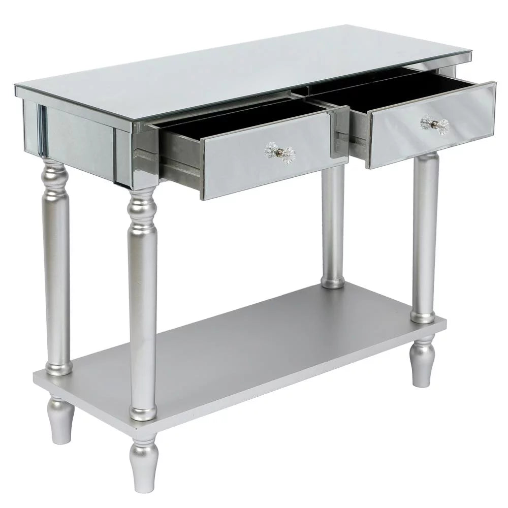 Mirrored Console Table with Drawers and Shelf C98187