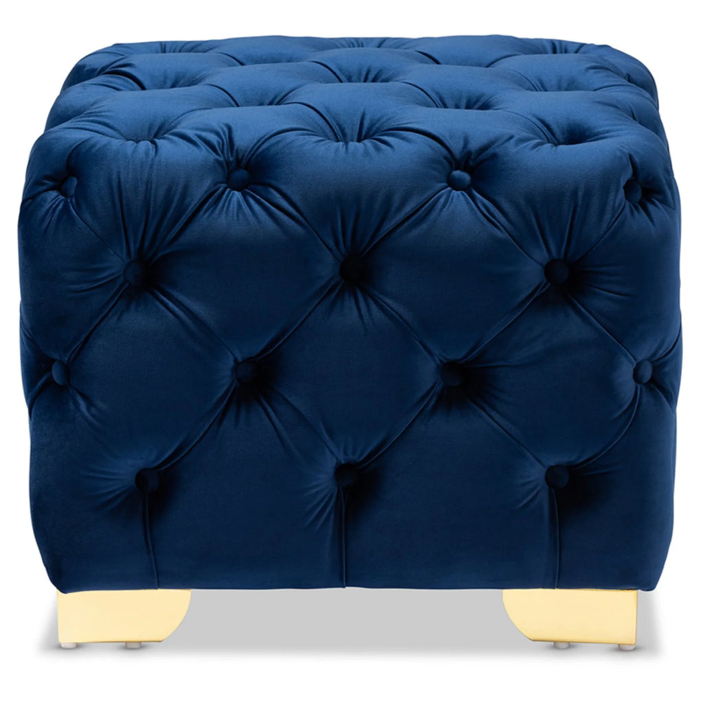 Royal Blue Velvet Ottoman G969633