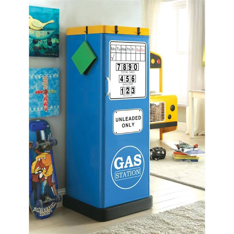 Blue Metal Kids Wardrobe Armoire S75305
