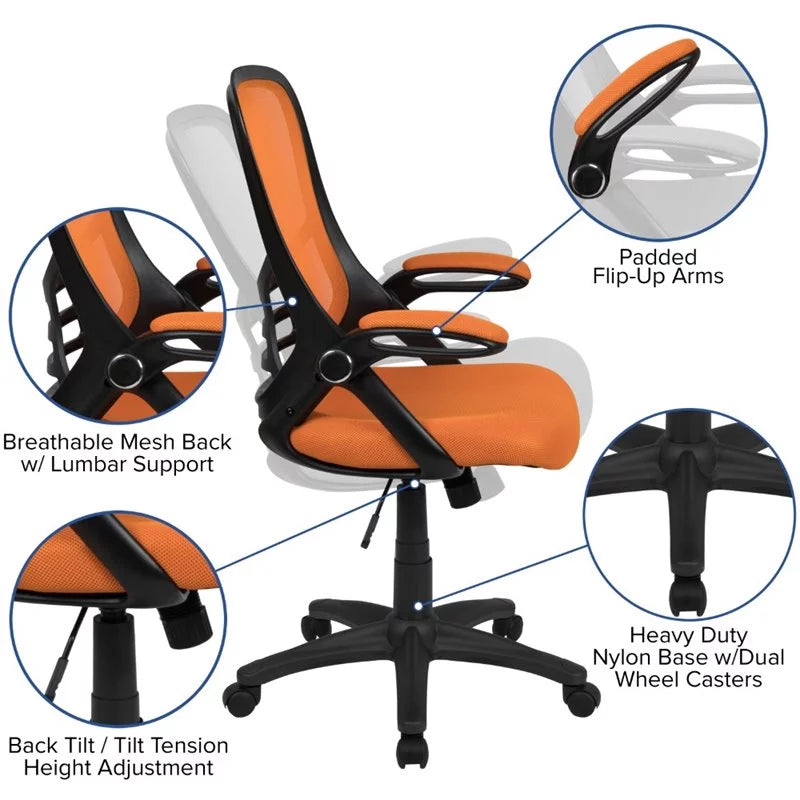 Orange Ergonomic Mesh Office Swivel Chair A8263
