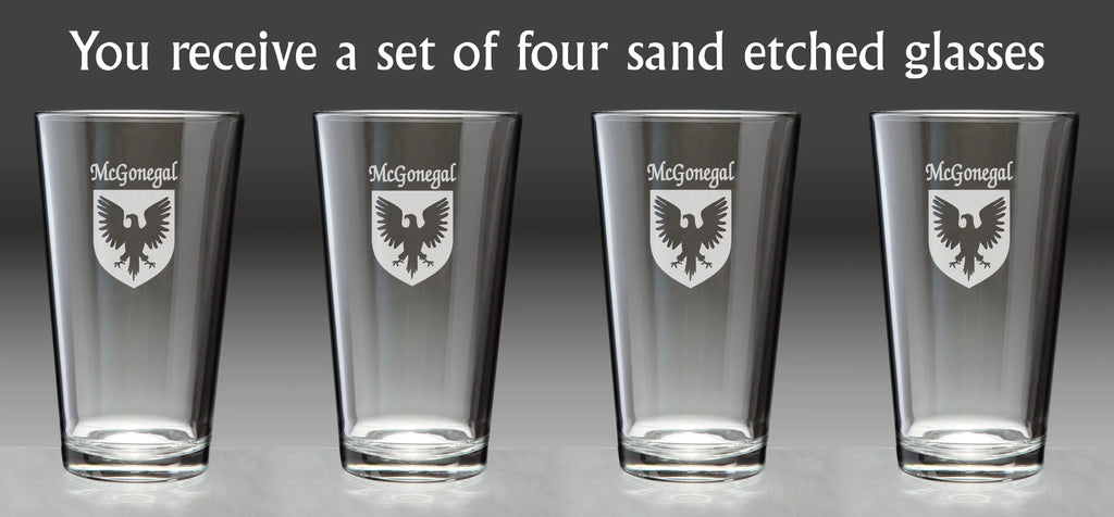 Irish Coat of Arms Pint Glasses Set of 4 J117