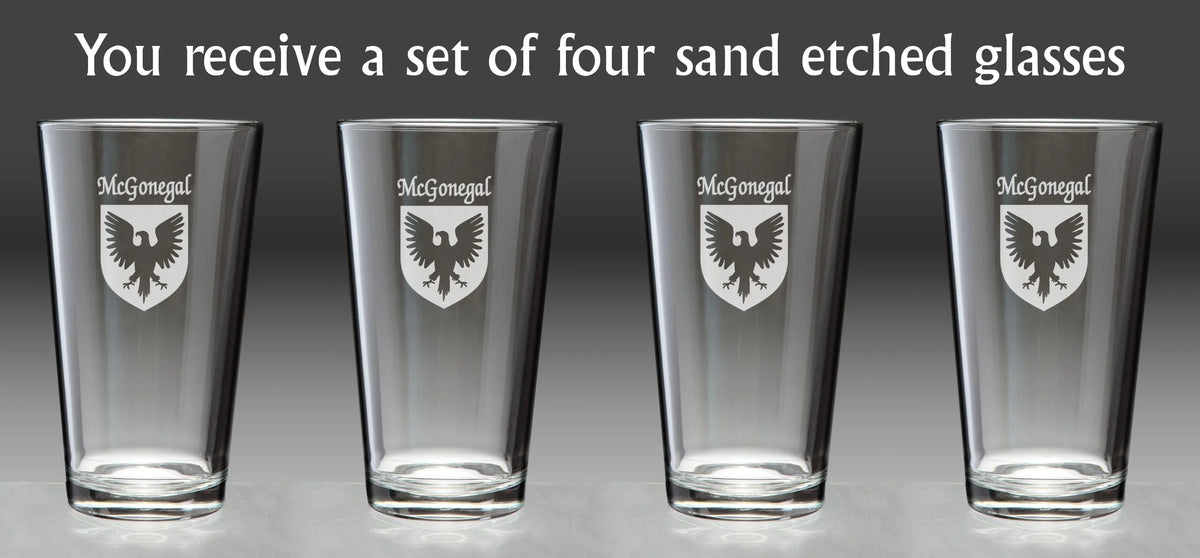 Irish Coat of Arms Pint Glasses Set of 4 J117