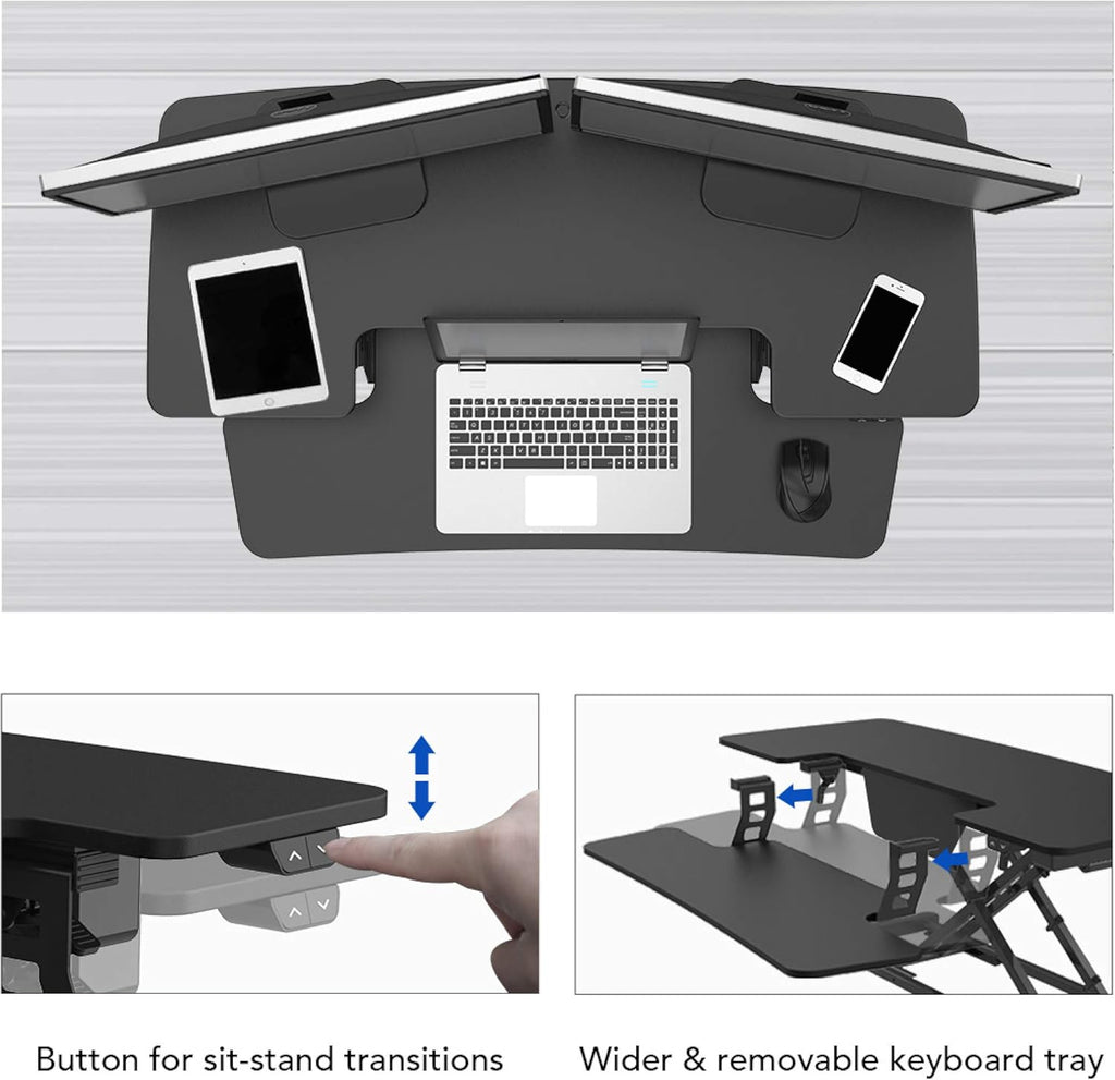 Electric Standing Desk Converter with Quick Release Keyboard Tray O33864