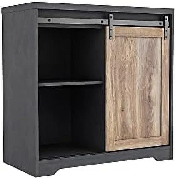 Farmhouse Kitchen Hutch Cabinet with Double Barn Door and Shelves G43499