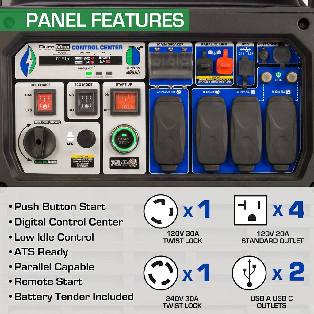 9000 Watt Dual Fuel Inverter Generator with CO Alert F239825