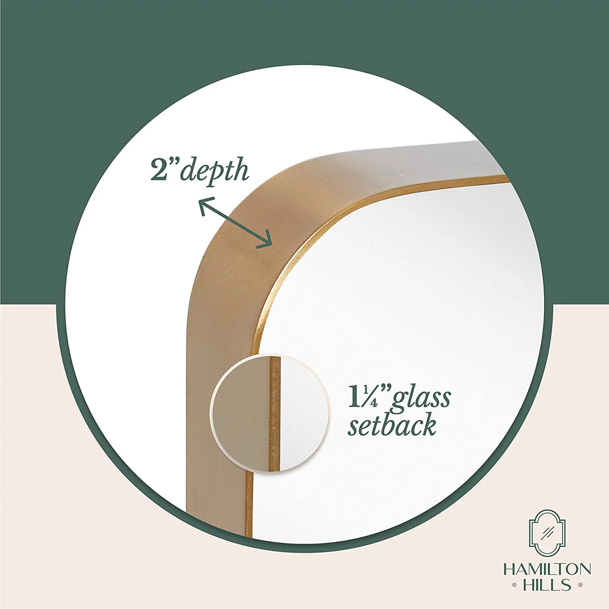Gold Framed Rounded Corner Wall Mirror 22" x 30" S113