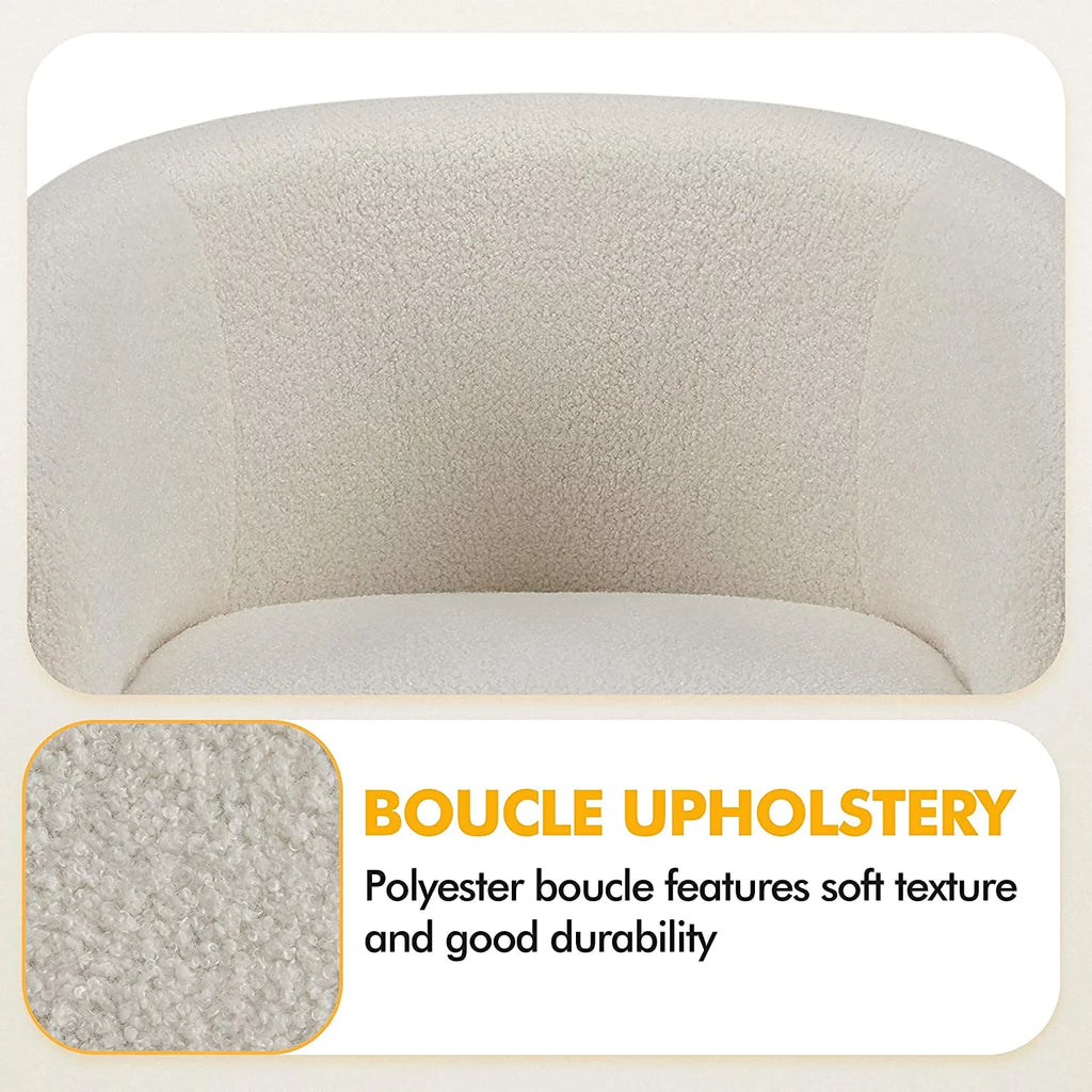 Ivory Faux Fur Barrel Chair I685