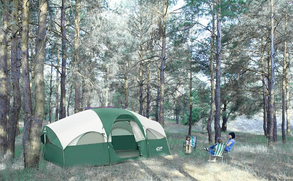 8 Person Weather Resistant Family Tent with Carry Bag F3759
