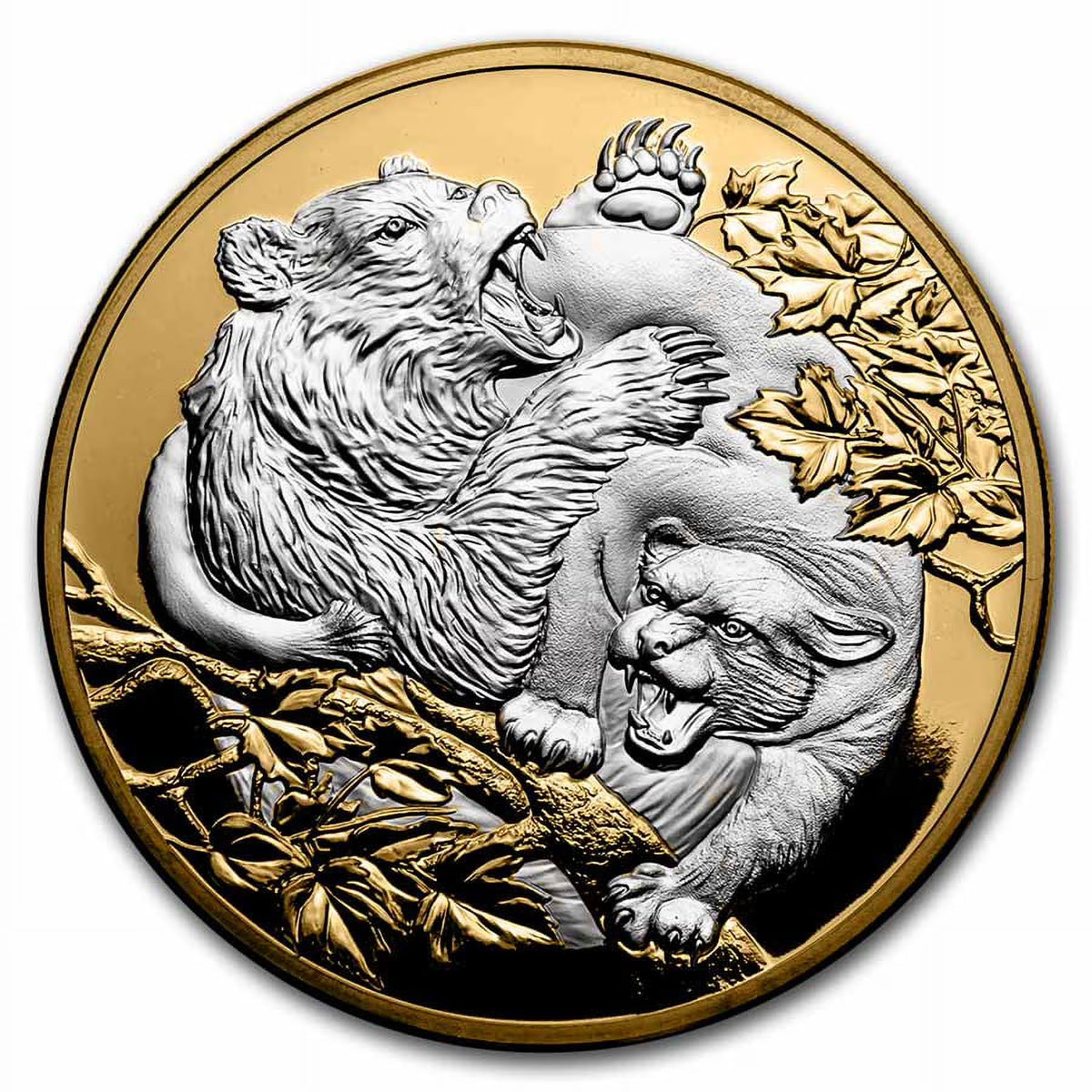 Cougar vs Bear 5 oz Silver Proof Coin D86006