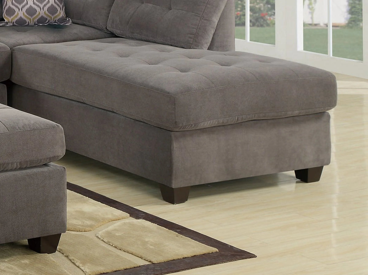 Charcoal Waffle Suede Sectional Sofa with Pillows D47003