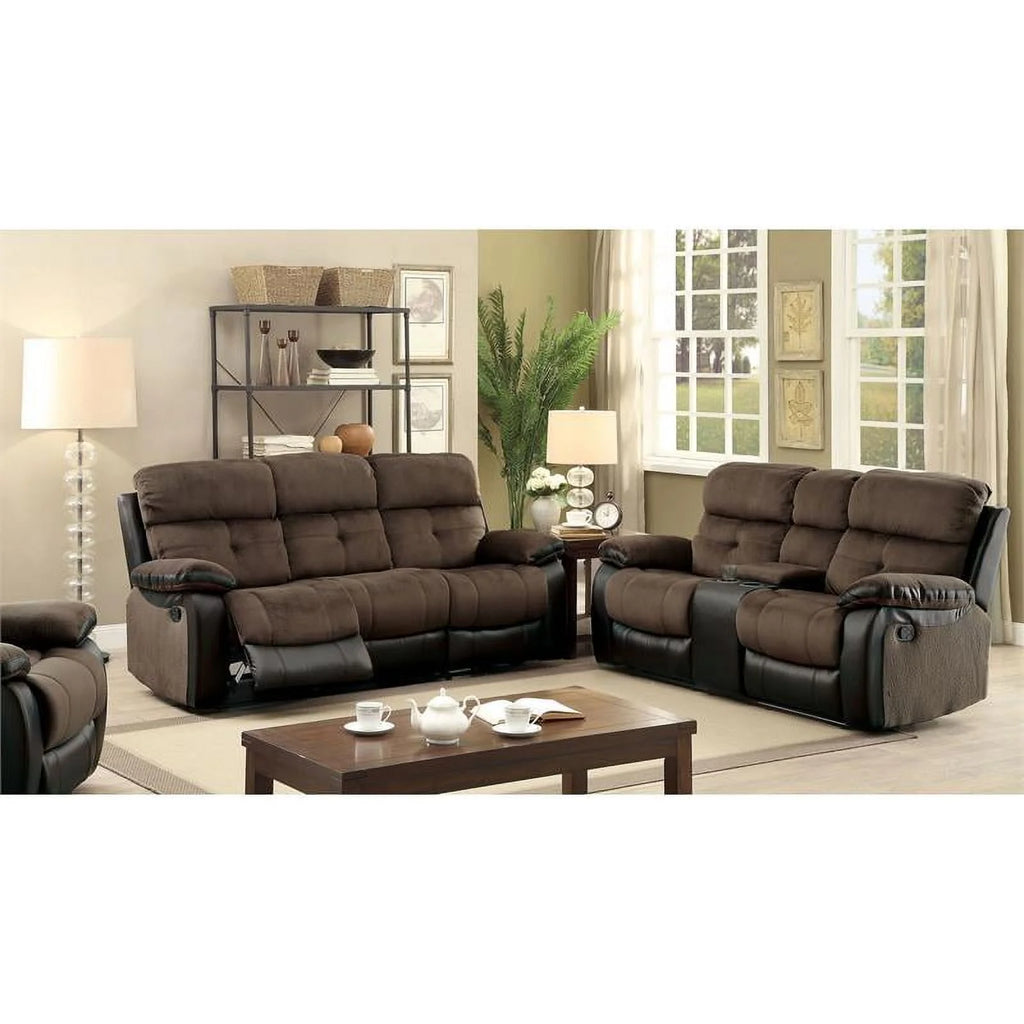 Faux Leather 2-Piece Sofa Set in Brown and Black N35409