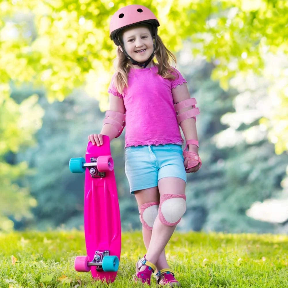 Kids Bike Helmet with Knee Elbow Wrist Pads, Pink J175