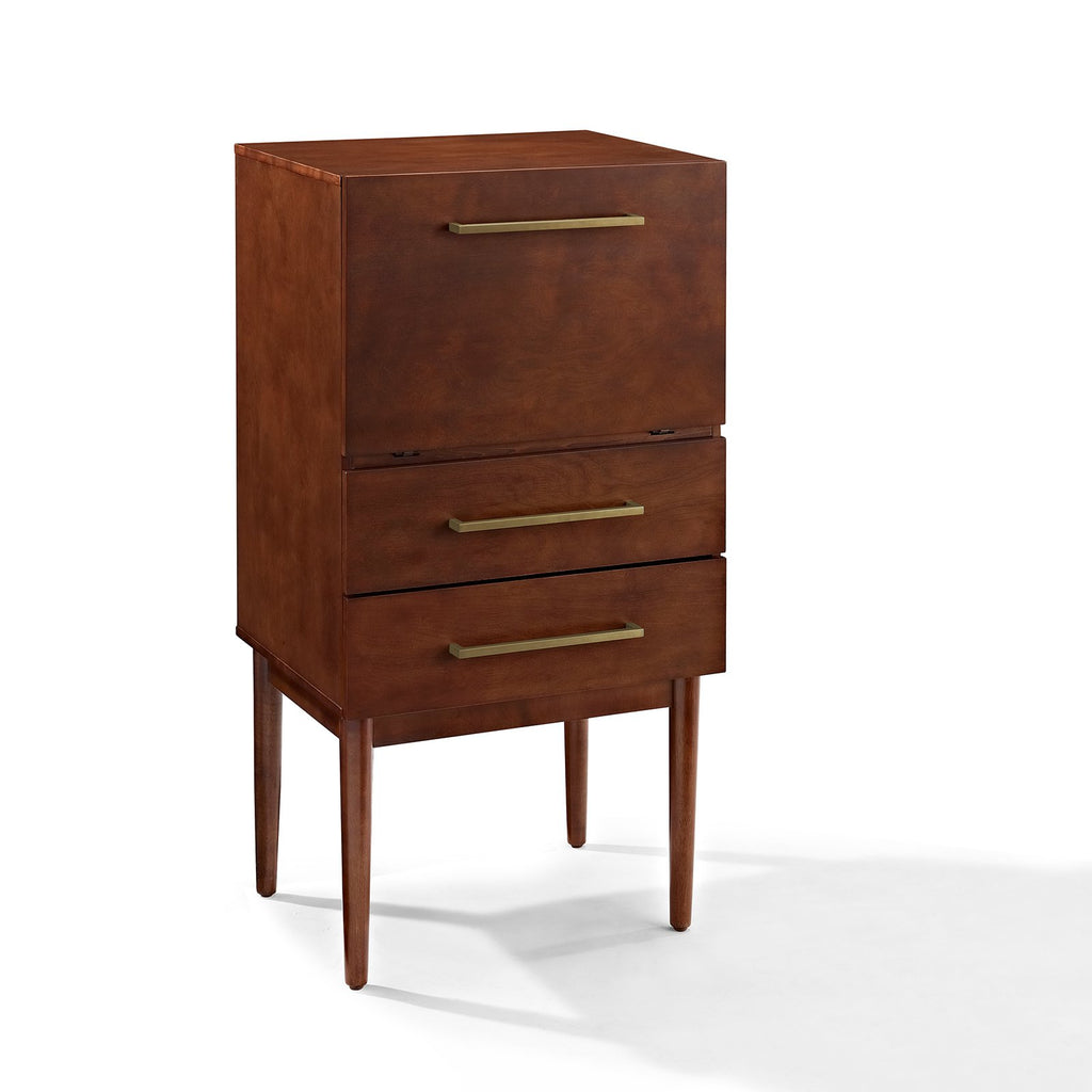 2 Drawer Wood Bar Cabinet in Mahogany P22022