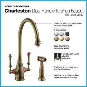 Oil Rubbed Bronze Two Handle Kitchen Faucet with Sidespray O308