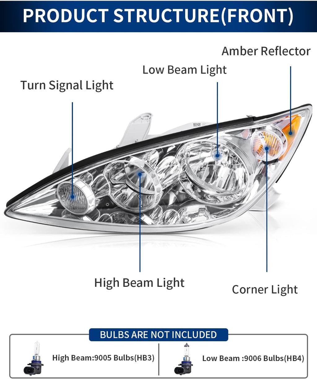 Chrome Housing Clear Lens Headlights Assembly H1431