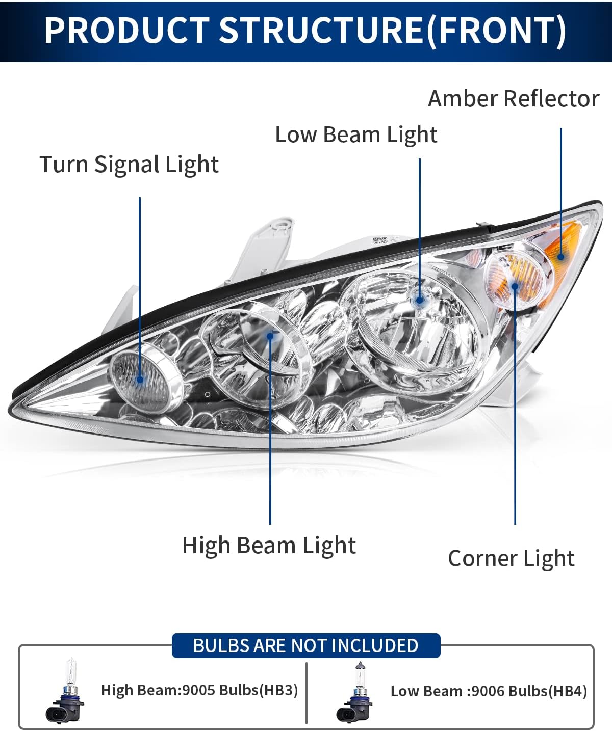 Chrome Housing Clear Lens Headlights Assembly H1431