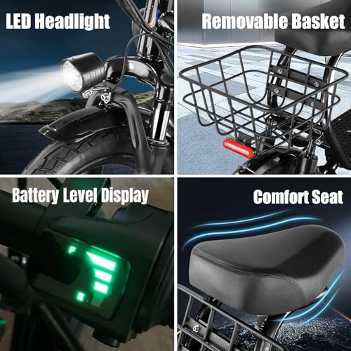 Electric Scooter with Seat, 14" Tires Foldable with Basket N602