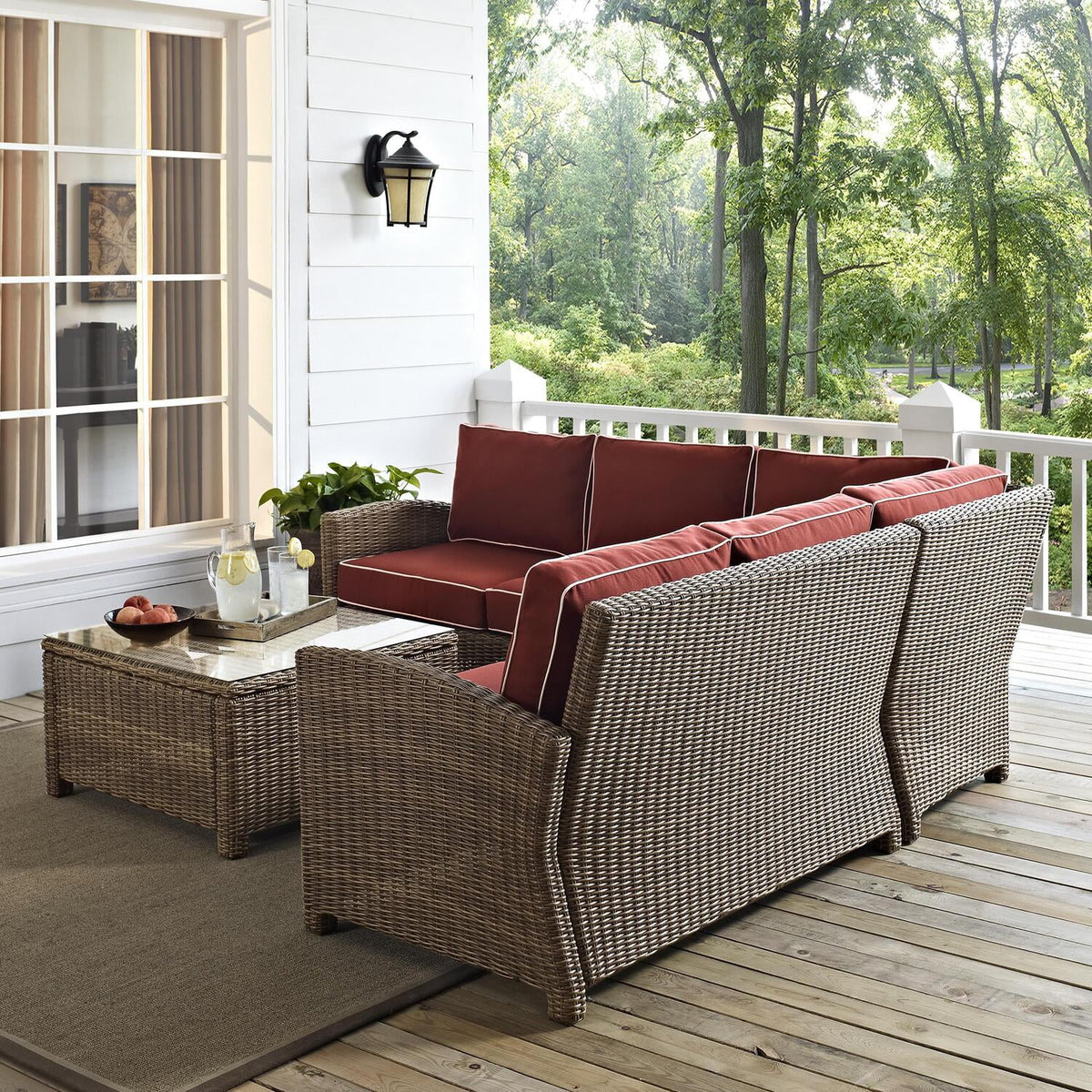 4Pc Outdoor Wicker Sectional Set Sangria Weathered Brown S50253