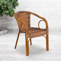 Brown Rattan Patio Chair with Dark Red Frame H7591