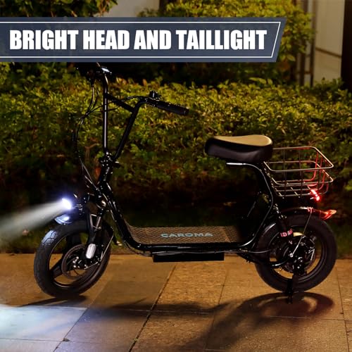 Electric Scooter with Seat, 14" Tires Foldable with Basket N602