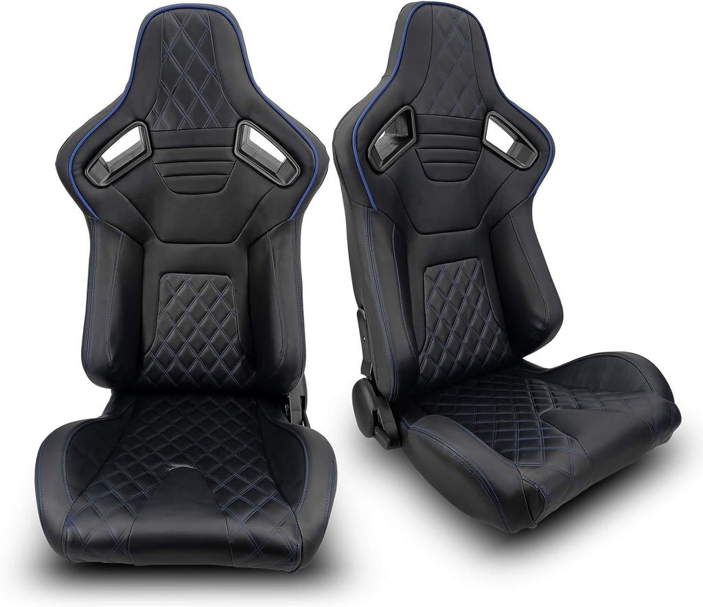 1 Pair Black PVC Racing Bucket Seats Q98992