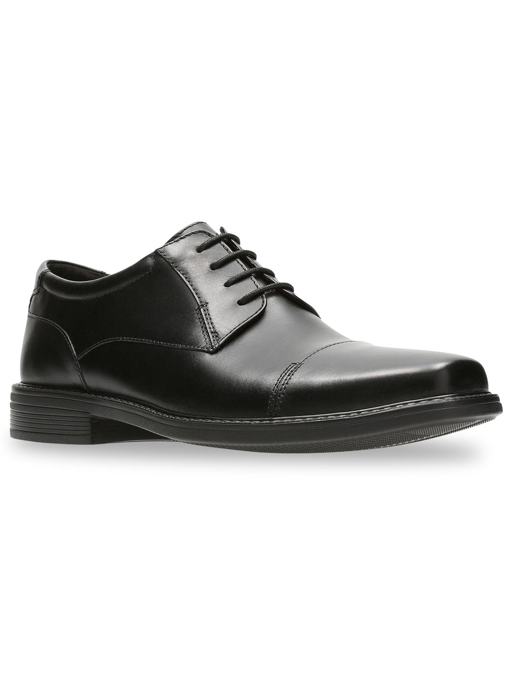 Black Leather Cap Toe Shoes Size 12 Wide H947