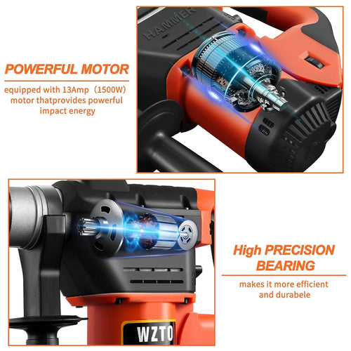 1-1/4 Inch SDS-Plus Heavy Duty Rotary Hammer Drill with Case K9947