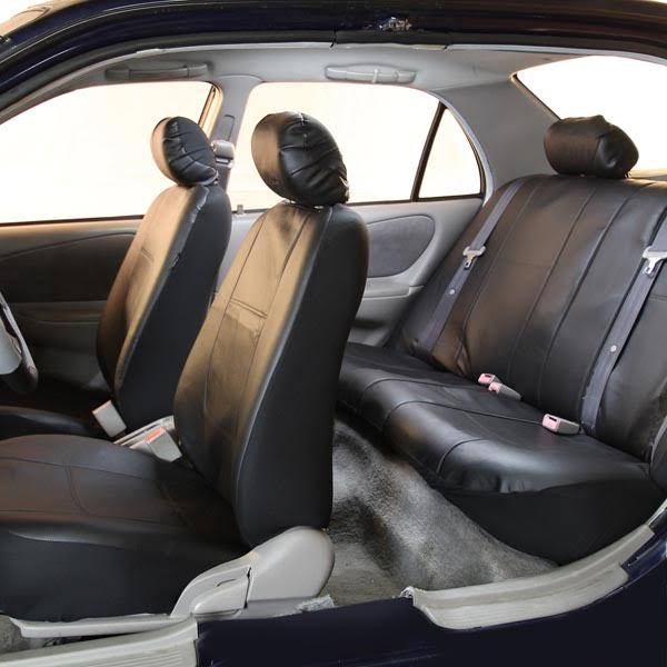 Black Faux Leather Full Set Seat Covers X97178