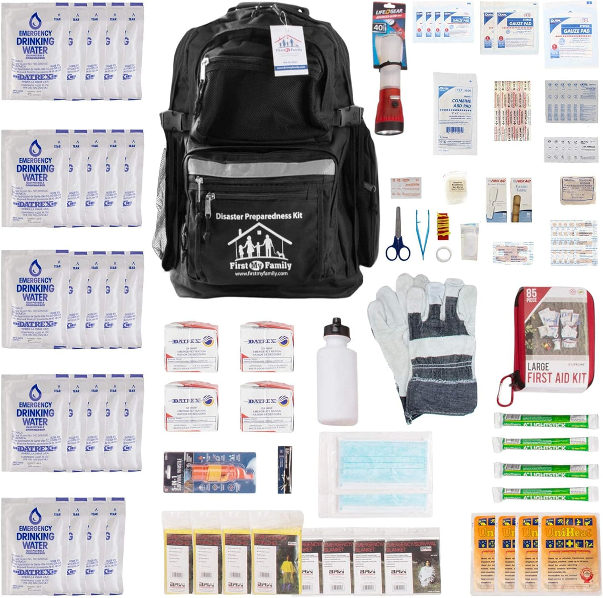72 Hour Emergency Survival Kit in Red Backpack W169870