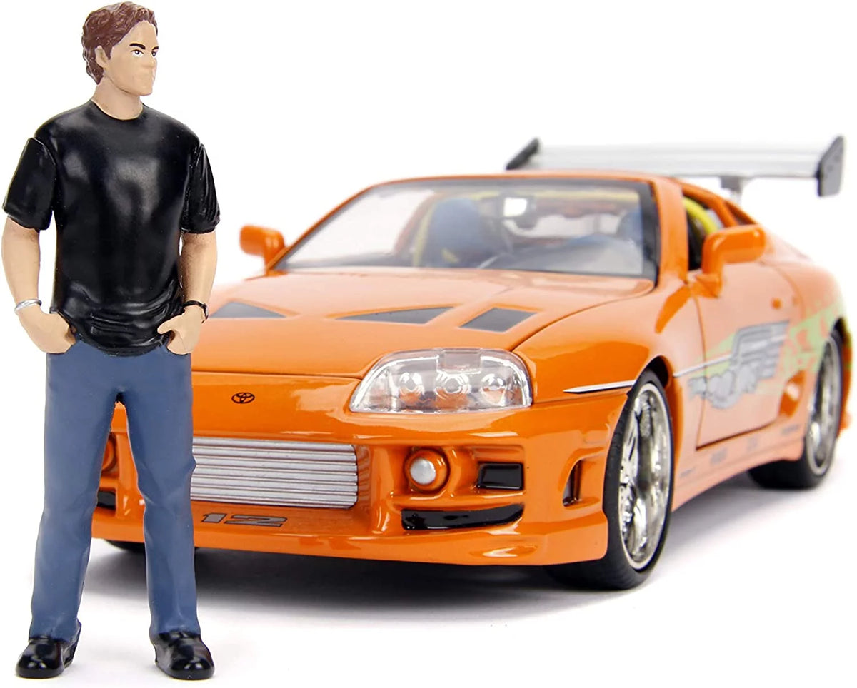 1:24 Scale Orange Toyota Supra Diecast Car with Figure Z912
