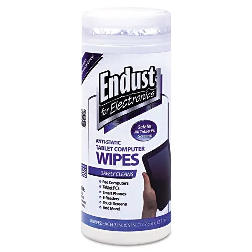 Tablet and Laptop Cleaning Wipes, 5 x 7, Unscented, White, 70/Tub V36620