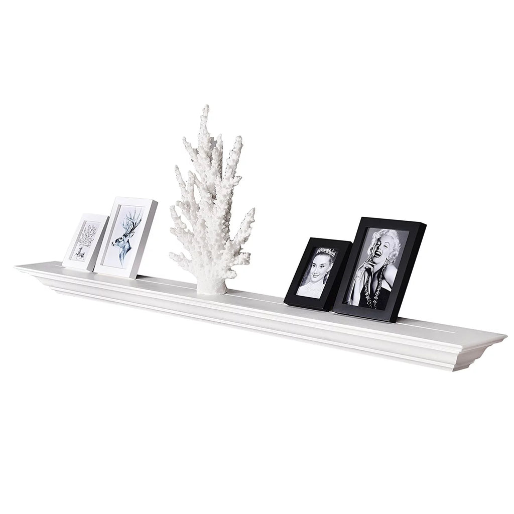 60'' Solid Pine Wood White Wall Floating Shelf J223634
