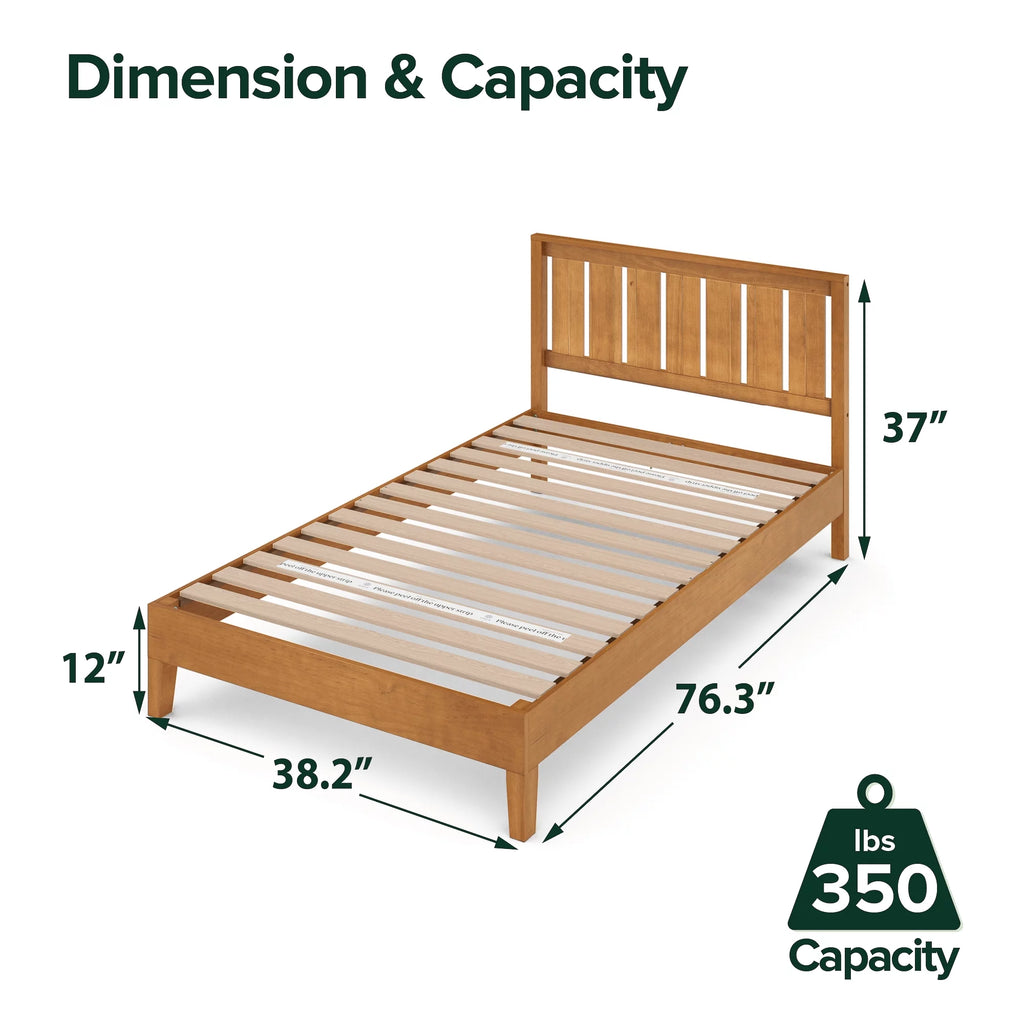 Queen Wood Platform Bed Frame with Headboard B714